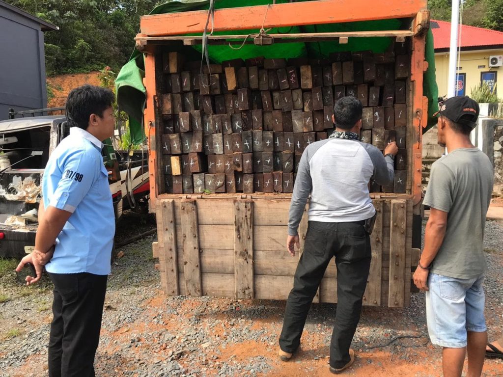 Truk Bermuatan Ratusan Kayu Belian Ilegal Ditangkap