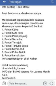 BMKG Supadio : Info Agar Tidak Liburan ke Pantai “Serius”