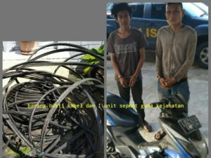 Dua Pemuda Nekat Curi Kabel di Tiang Telkom Asrama Militer