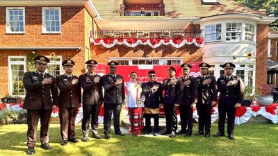 Perwira Polri Penerima Beasiswa LPDP Ikuti Upacara HUT ke-80 RI di London