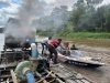 Polres Kapuas Hulu Bakar Satu Unit Lanting Jek Saat Patroli PETI di Suhaid