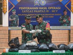 Penyisiran di Pantai Belacan Paloh Berbuah Hasil, Satgas Pamtas Amankan 12 Kg Ganja Tak Bertuan
